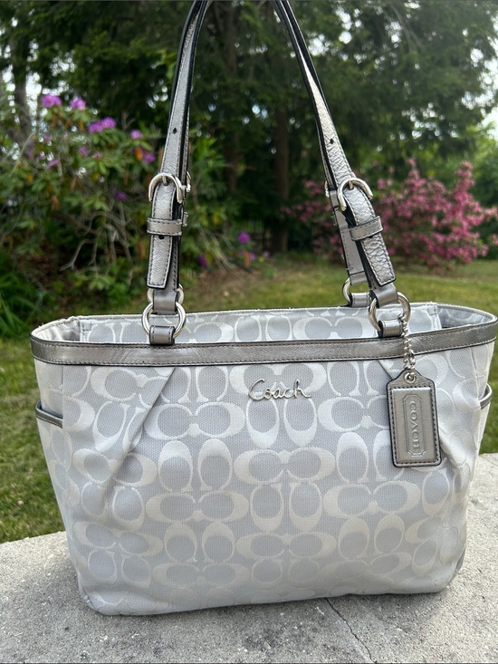Coach Handbags - Coach 2011 Gallery Metallic Silver Gray Signature Jacquard Tote